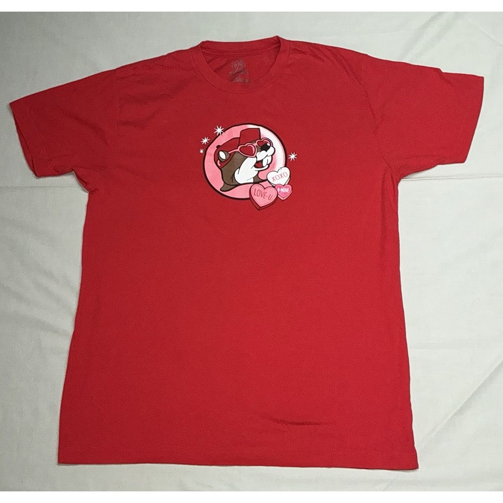 Buc-ees Cotton Red Valentine's Day  T-Shirt Size large